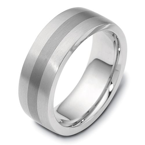 Men's 18k White Gold and Titanium Band - Image