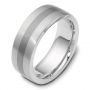 18k White Gold And 18K Gold Men's Band - Three-Quarter View -  443 - Thumbnail