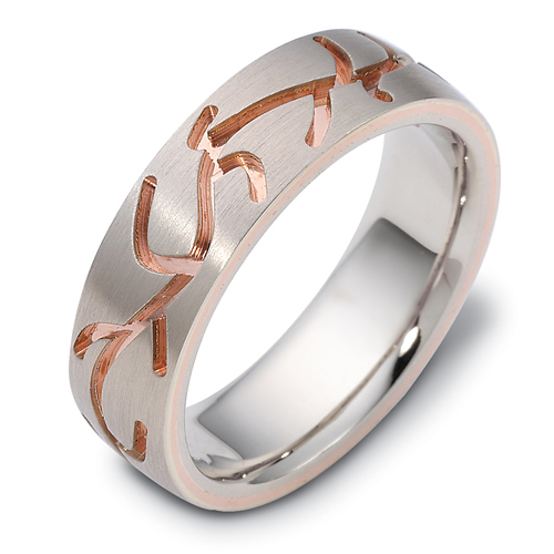 Men's 18k White and Rose Gold Band - front perspective