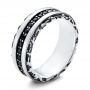 Men's Black And White Sterling Silver Band - Three-Quarter View -  101180 - Thumbnail