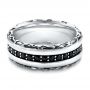 Men's Black And White Sterling Silver Band - Flat View -  101180 - Thumbnail