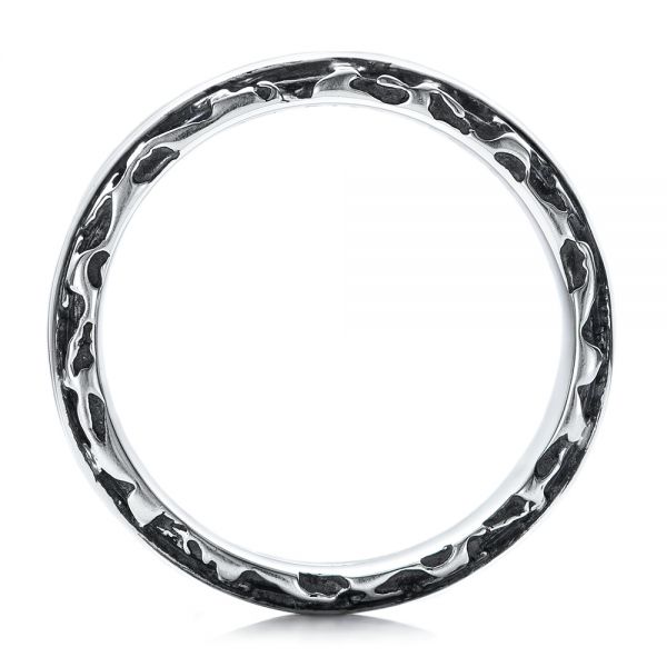 Men's Black And White Sterling Silver Band - Front View -  101180