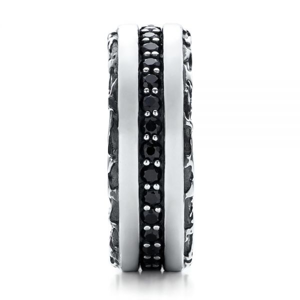 Men's Black And White Sterling Silver Band - Side View -  101180