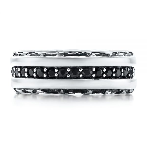 Men's Black And White Sterling Silver Band - Top View -  101180