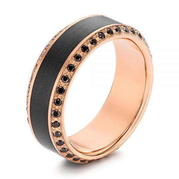 Men's Black Diamond Carbon Fiber Wedding Ring - Image
