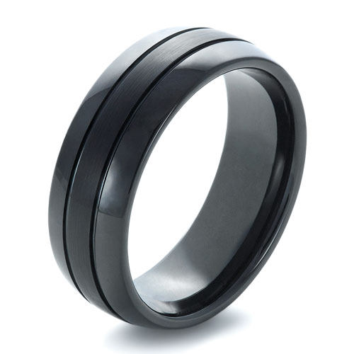 Men's Black Tungsten Ring - Three-Quarter View -  1372