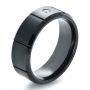 Men's Black Tungsten Ring With Center Diamond - Three-Quarter View -  1347 - Thumbnail