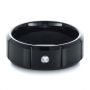 Men's Black Tungsten Ring With Center Diamond - Flat View -  1347 - Thumbnail