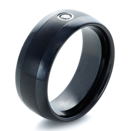 ... â€º Men's Wedding Rings â€º Men's Black Tungsten Ring with Diamond