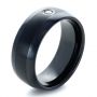 Men's Black Tungsten Ring With Diamond - Three-Quarter View -  1354 - Thumbnail