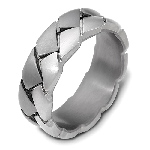 Mens Braided 18k White Gold And Titanium Band 3Qtr 311 