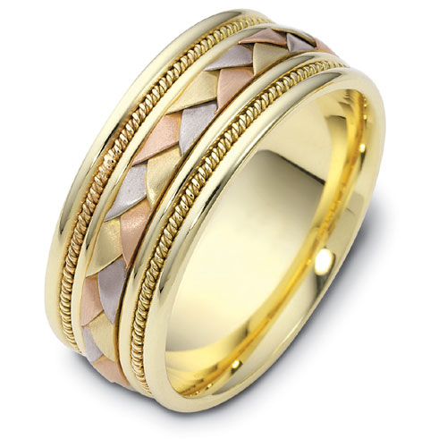 Men's Braided Two-Tone Gold Band - front perspective