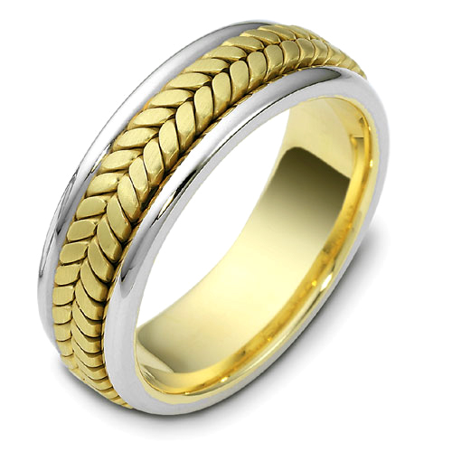 Men's Braided Two-Tone Gold Band - front perspective