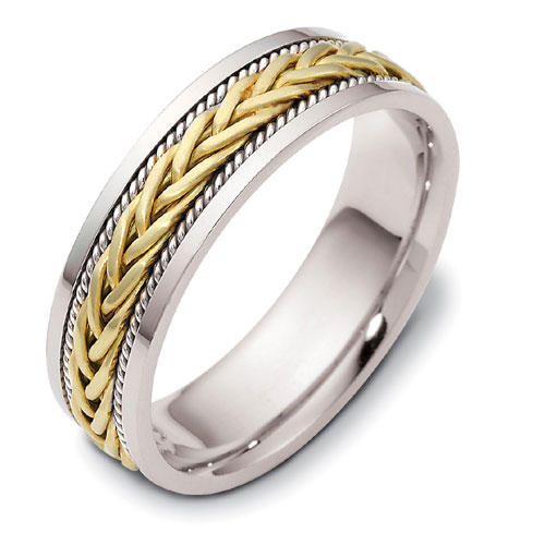 Men's Braided Two-Tone Gold Band - front perspective