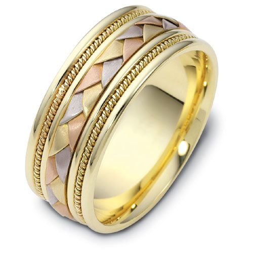 Men's Braided Two-Tone Gold Band - Image