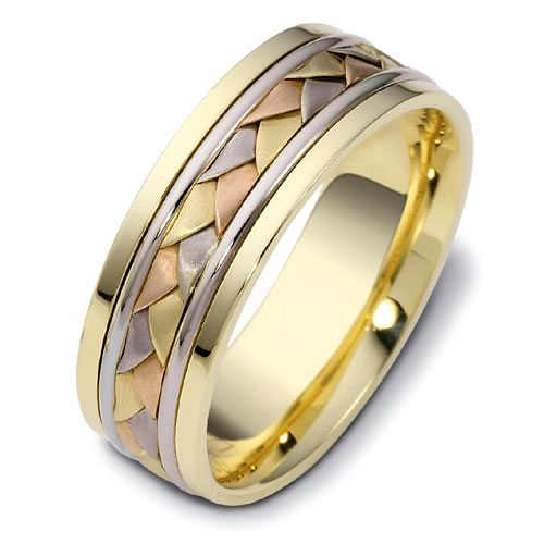 18k Yellow Gold And 18K Gold And 18K Gold Men's Braided Two-tone Band - Three-Quarter View -  296
