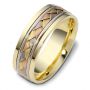 18k Yellow Gold And 18K Gold And 18K Gold Men's Braided Two-tone Band - Three-Quarter View -  296 - Thumbnail