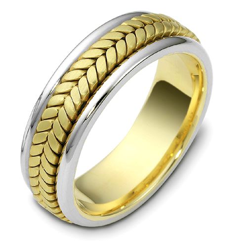 Men's Braided Two-Tone Gold Band - Image