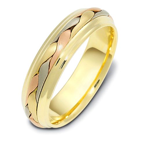 Men's Braided Two-Tone Gold Band - Image