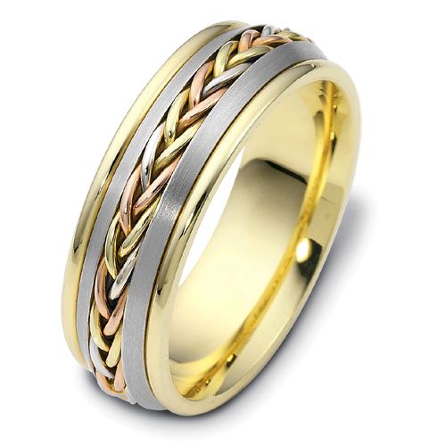 Men's Braided Two-Tone Gold Band - Image