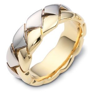 18k Yellow Gold And 18K Gold Men's Braided Two-tone Band - Three-Quarter View -  309