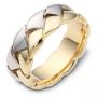 18k Yellow Gold And 18K Gold Men's Braided Two-tone Band - Three-Quarter View -  309 - Thumbnail
