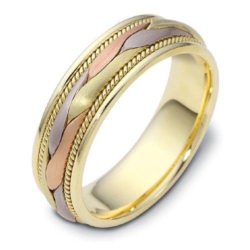 Men's Braided Two-Tone Gold Band - Image