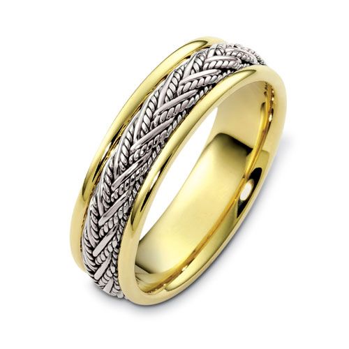 Men's Braided Two-Tone Gold Band - Image