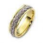 18k Yellow Gold And 18K Gold Men's Braided Two-tone Band - Three-Quarter View -  315 - Thumbnail