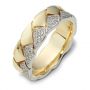 18k Yellow Gold And 18K Gold Men's Braided Two-tone Diamond Band - Three-Quarter View -  319 - Thumbnail