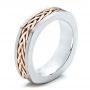 18k Rose Gold 18k Rose Gold Men's Braided Two-tone Wedding Band - Three-Quarter View -  100121 - Thumbnail