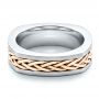 18k Rose Gold 18k Rose Gold Men's Braided Two-tone Wedding Band - Flat View -  100121 - Thumbnail