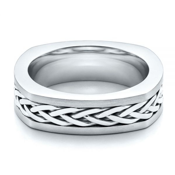 Platinum Platinum Men's Braided Two-tone Wedding Band - Flat View - 100121