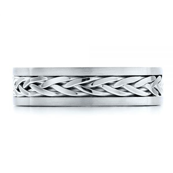 Platinum Platinum Men's Braided Two-tone Wedding Band - Top View - 100121