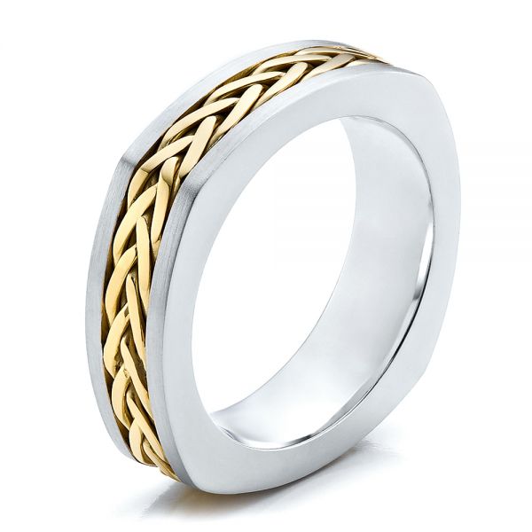 Men's Braided Two-Tone Wedding Band - Image