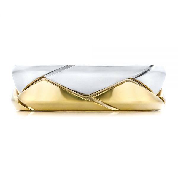 Men's Braided Two-tone Wedding Band - Top View - 100125