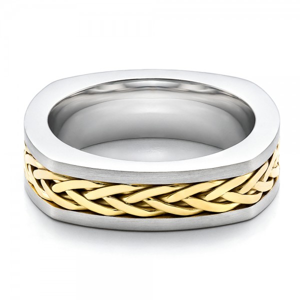 Mens Braided Two Tone Wedding Band Flat 100121 