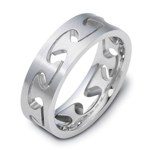 Men's Brushed 18k White Gold Band - Image