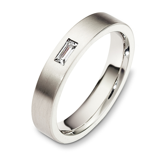  Platinum Platinum Men's Brushed Diamond Band - Three-Quarter View -  484 - Thumbnail