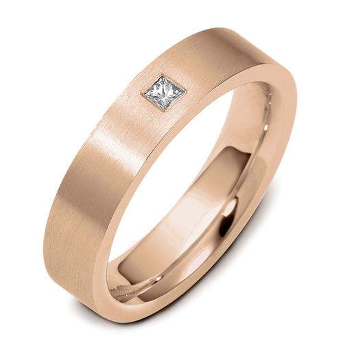 14k Rose Gold 14k Rose Gold Men's Brushed Diamond Band - Three-Quarter View -  457