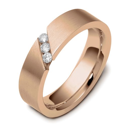 14k Rose Gold 14k Rose Gold Men's Brushed Diamond Band - Three-Quarter View -  461