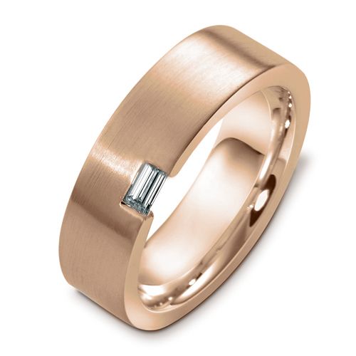 Men's Brushed 18k White Gold and Diamond Band - Image