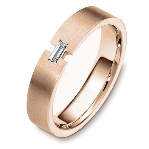 14k Rose Gold 14k Rose Gold Men's Brushed Diamond Band - Three-Quarter View -  481