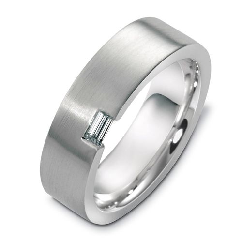  Platinum Platinum Men's Brushed Diamond Band - Three-Quarter View -  469