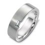 14k White Gold Men's Brushed Diamond Band - Three-Quarter View -  469 - Thumbnail