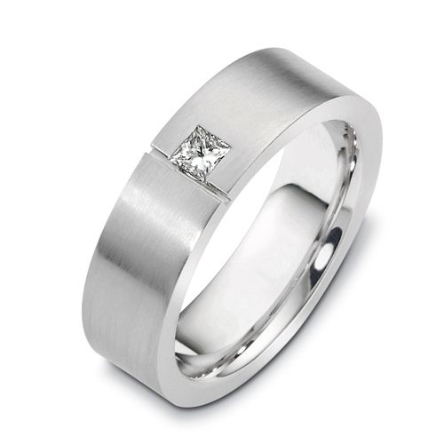  Platinum Platinum Men's Brushed Diamond Band - Three-Quarter View -  470