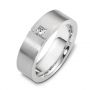 14k White Gold 14k White Gold Men's Brushed Diamond Band - Three-Quarter View -  470 - Thumbnail