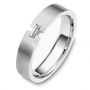  Platinum Platinum Men's Brushed Diamond Band - Three-Quarter View -  481 - Thumbnail