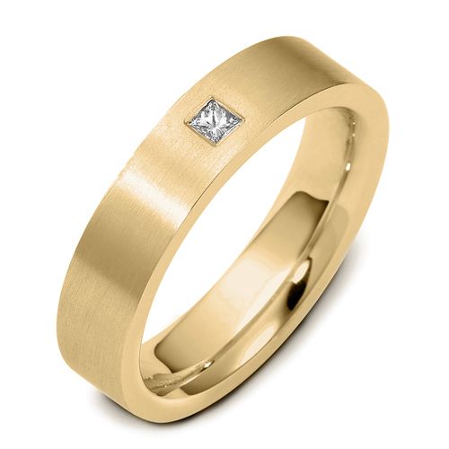 18k Yellow Gold 18k Yellow Gold Men's Brushed Diamond Band - Three-Quarter View -  457