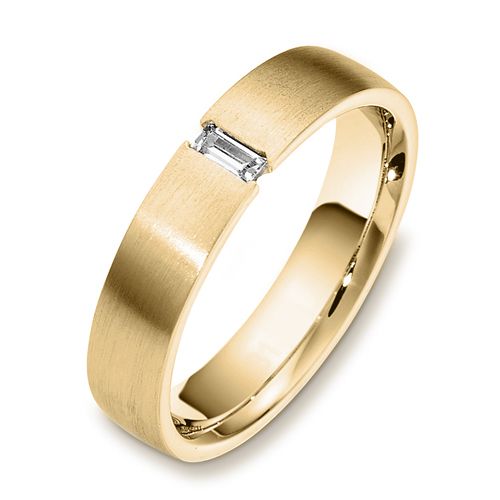 14k Yellow Gold 14k Yellow Gold Men's Brushed Diamond Band - Three-Quarter View -  479